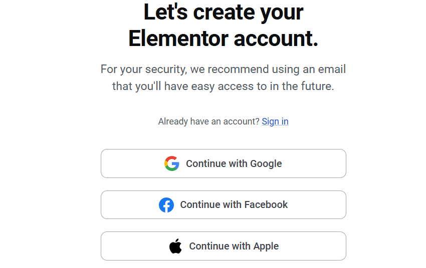Creating An Account Or Signing Up On Elementor Creating An Account Or Signing Up On Elementor